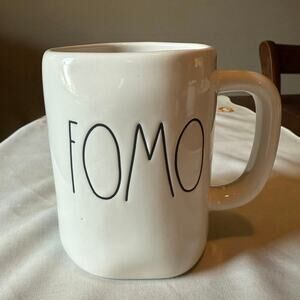 Rae Dunn “FOMO” Mug • Classic Script • 5” Tall • Ceramic • Farmhouse Coffee Bar